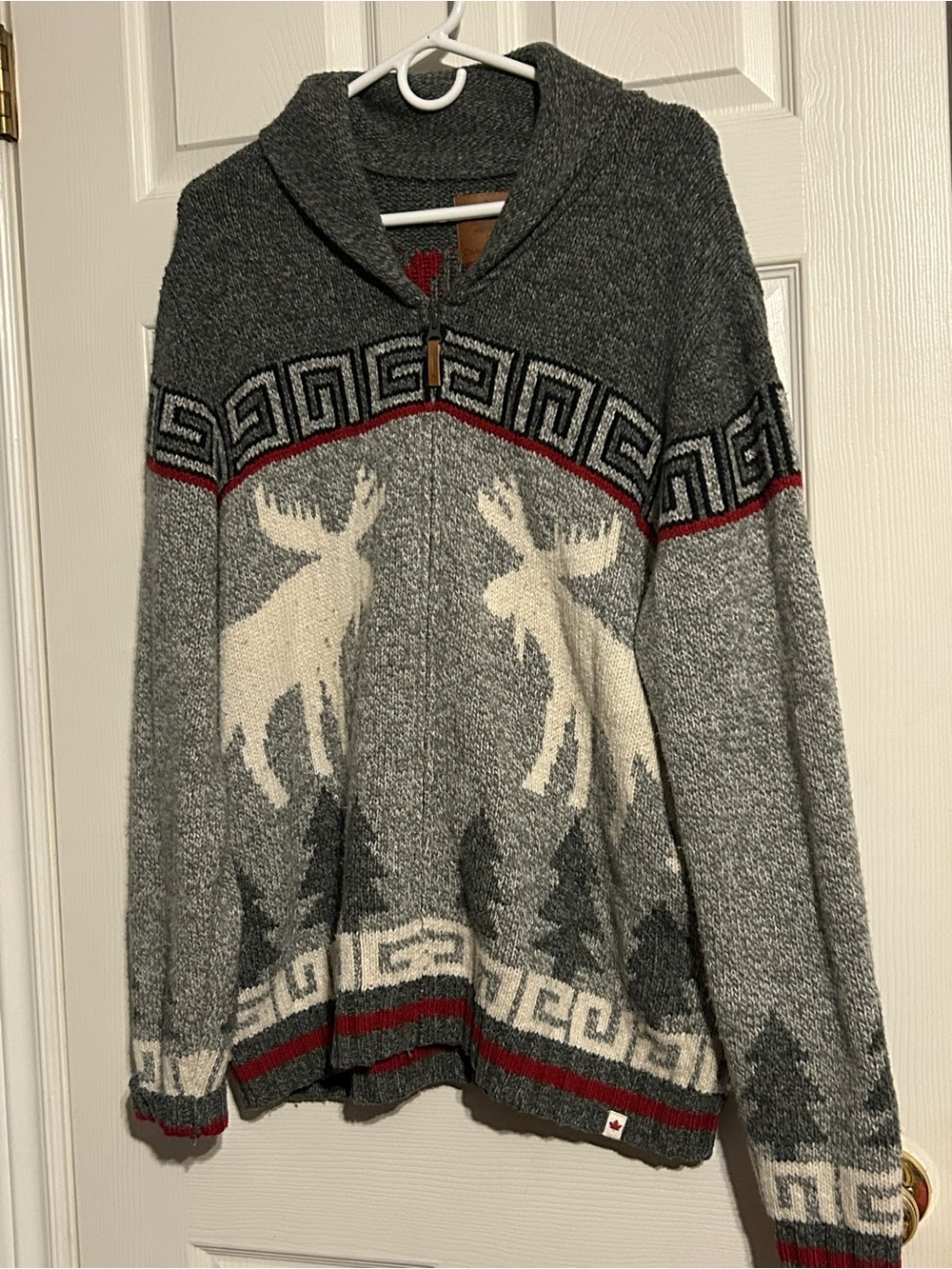 Gray Teddy Jacket with Moose Motif
